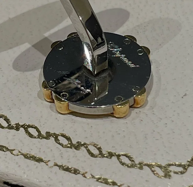 Preowned Vintage Royal Edition Cufflink Set King Hussain Gold/Steel - Image 2