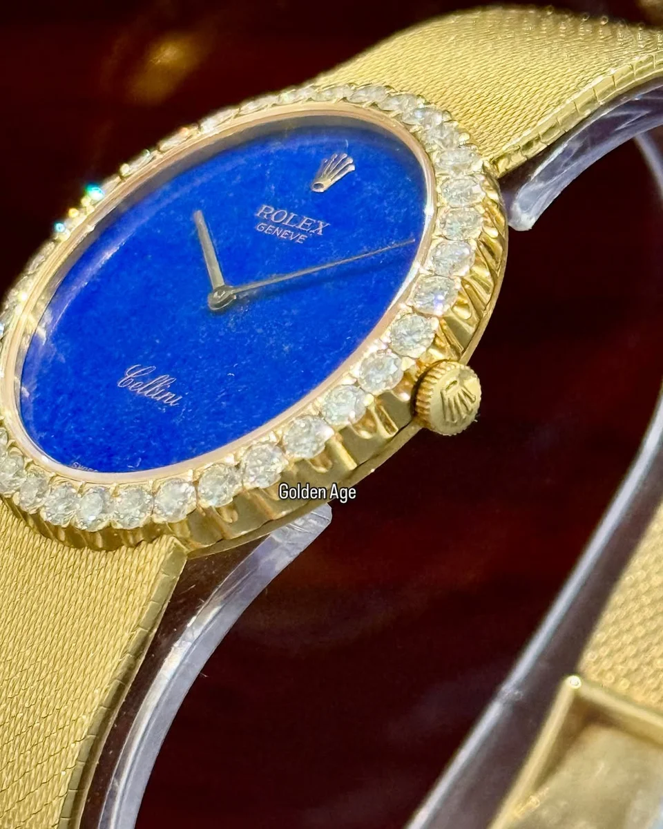 RARE 1970 Rolex Cellini Lapis Lazuli18k Yellow Gold In Excellent Condition - Image 5