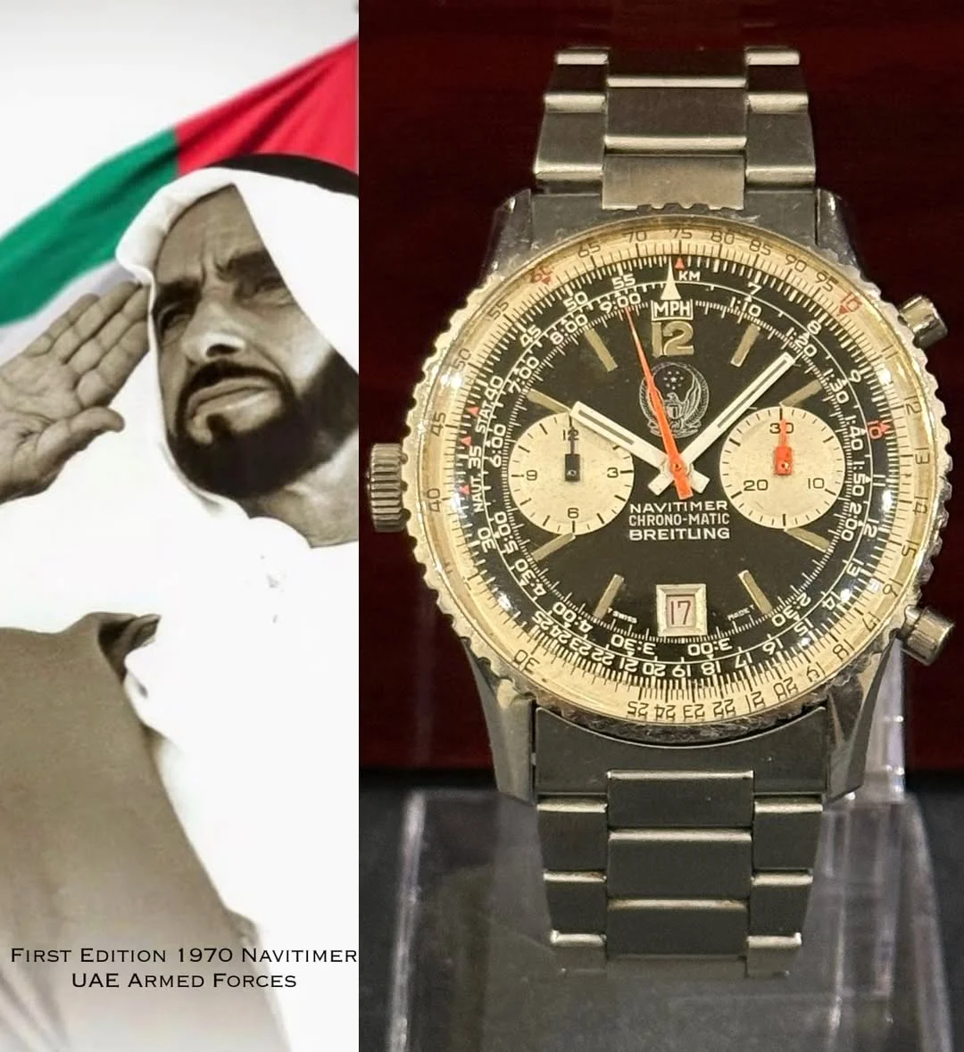 Rare 1970 Breitling Chrono-Matic First Military Edition UAE Armed Forces