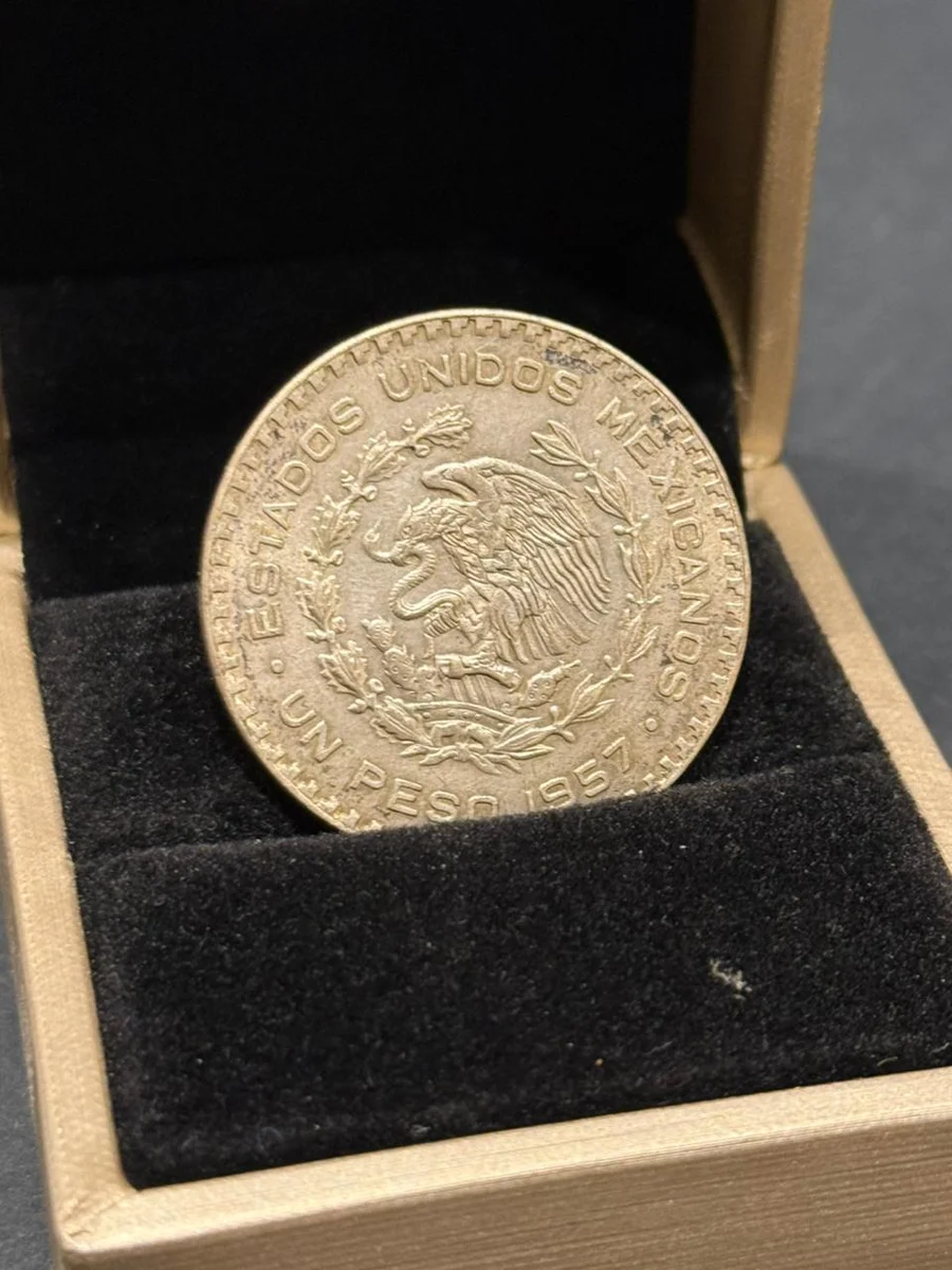 1957 Fine Silver Peso Mexico Estadoos - Image 2