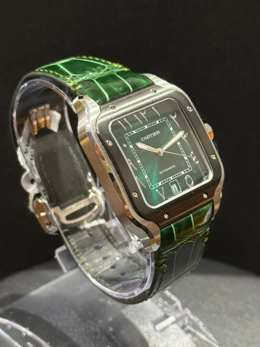 Rare Cartier Santos Special Edition Arabic Numbers Green Theme - Image 3