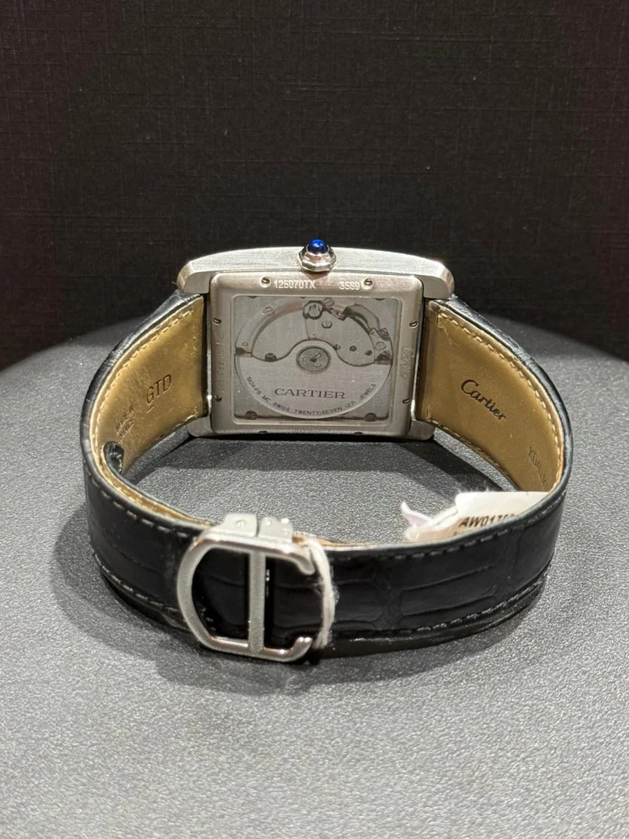 Rare Cartier Santos Roman Black Steel Leather Classy - Image 6