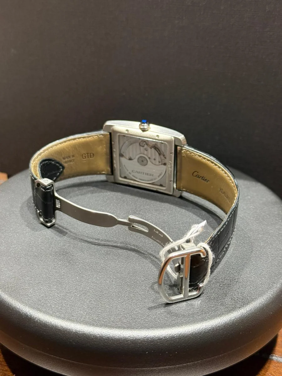 Rare Cartier Santos Roman Black Steel Leather Classy - Image 7