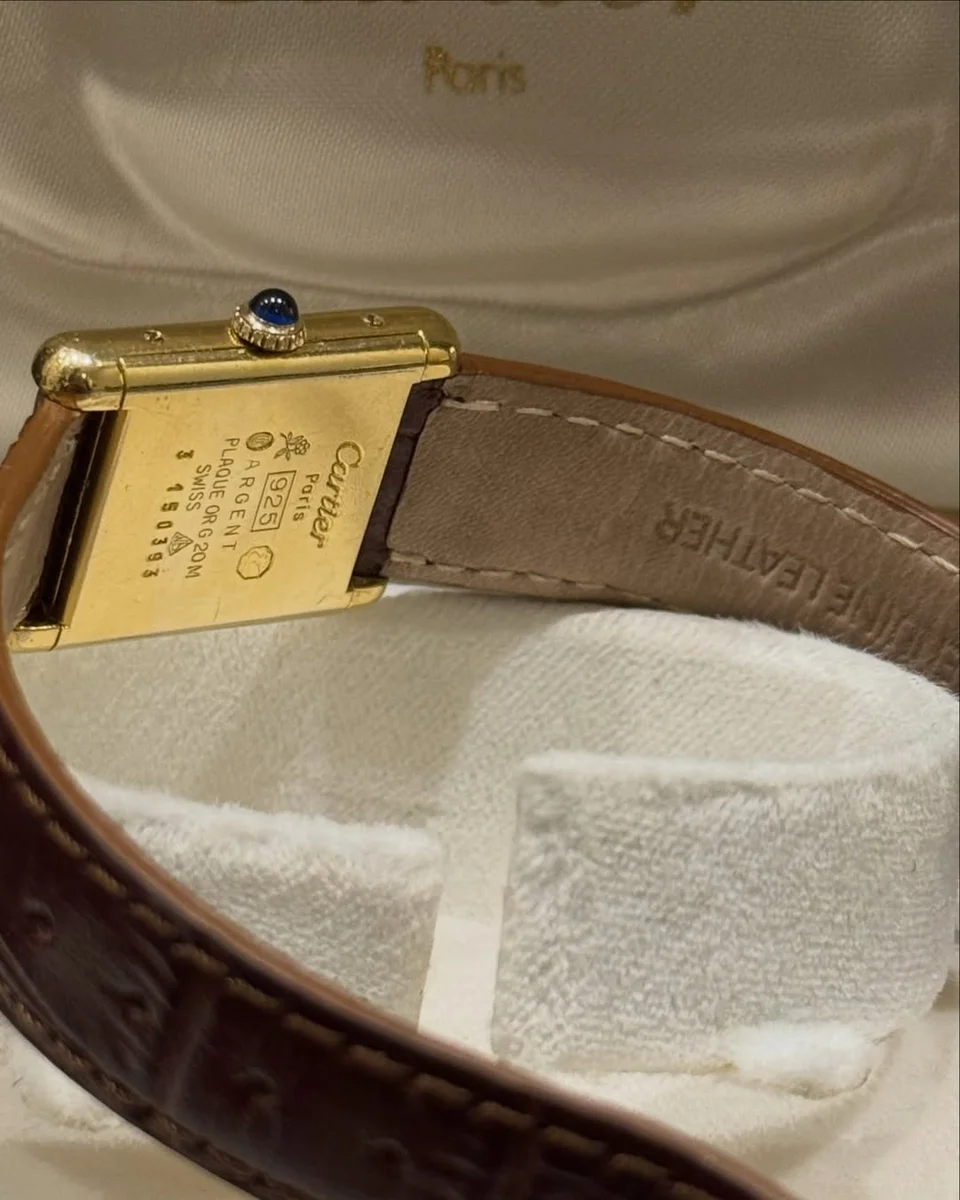 Rare 1981 Cartier Tank 925 Mori Ceramic Leather - Image 7