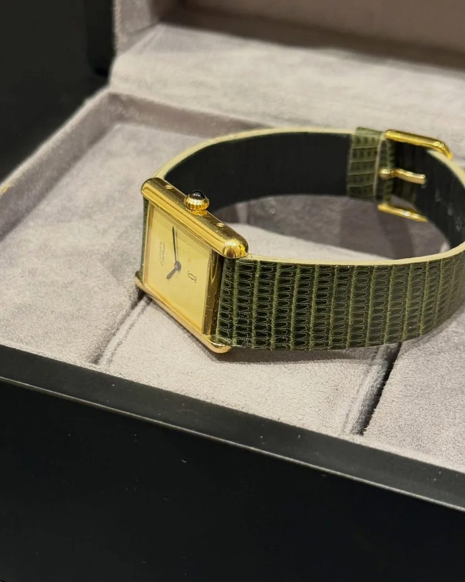 Rare 1978 Cartier Tank Ivory 925 Sterling Silver And Gold-Plated - Image 5