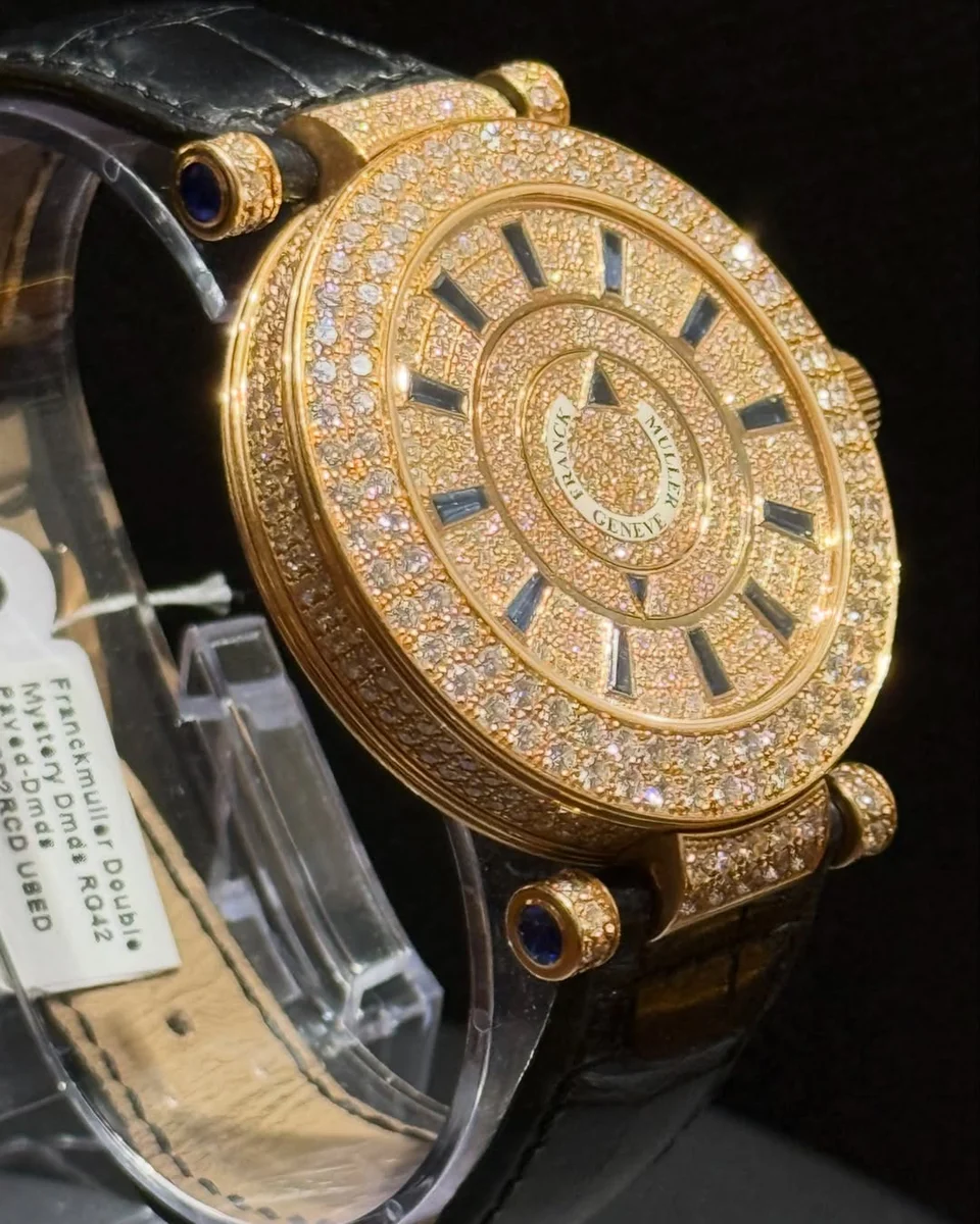 Rare Franck Muller Novelties Edition Double Mystery 42mm Gold Diamonds - Image 3